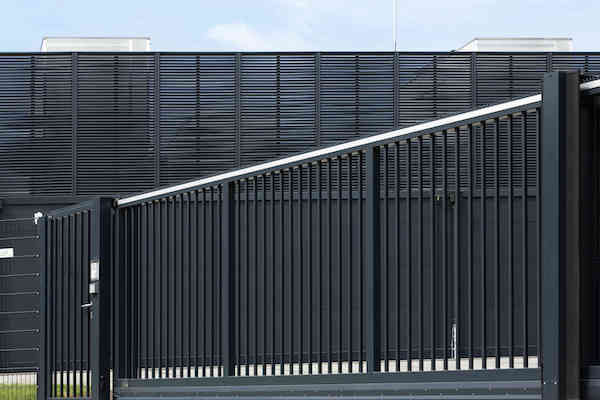 Massive gates prevent intruders from getting through and withstand impact from vehicles.