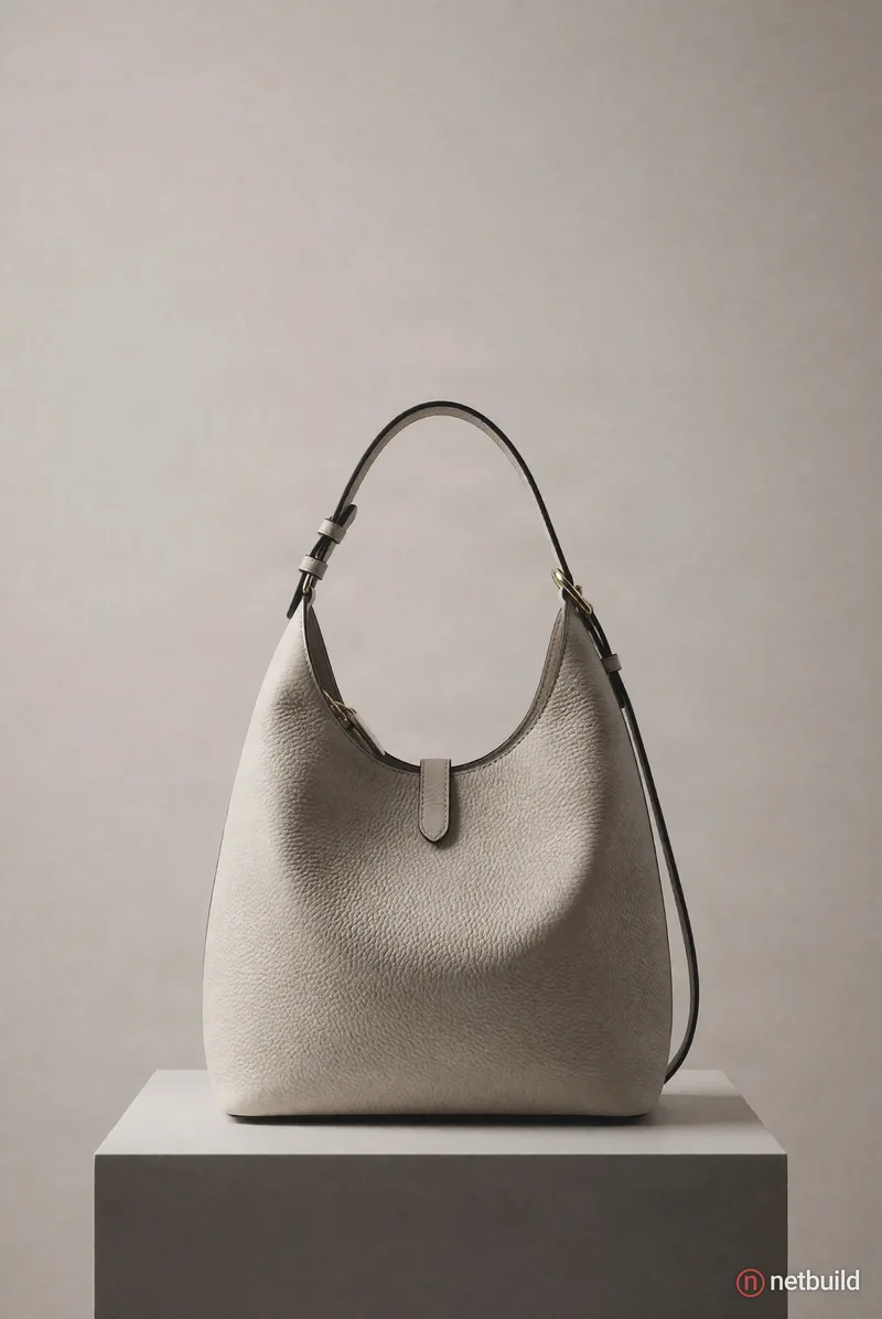 High-resolution product photography of the bag from the source image, placed centered on a sleek minimalist pedestal. …